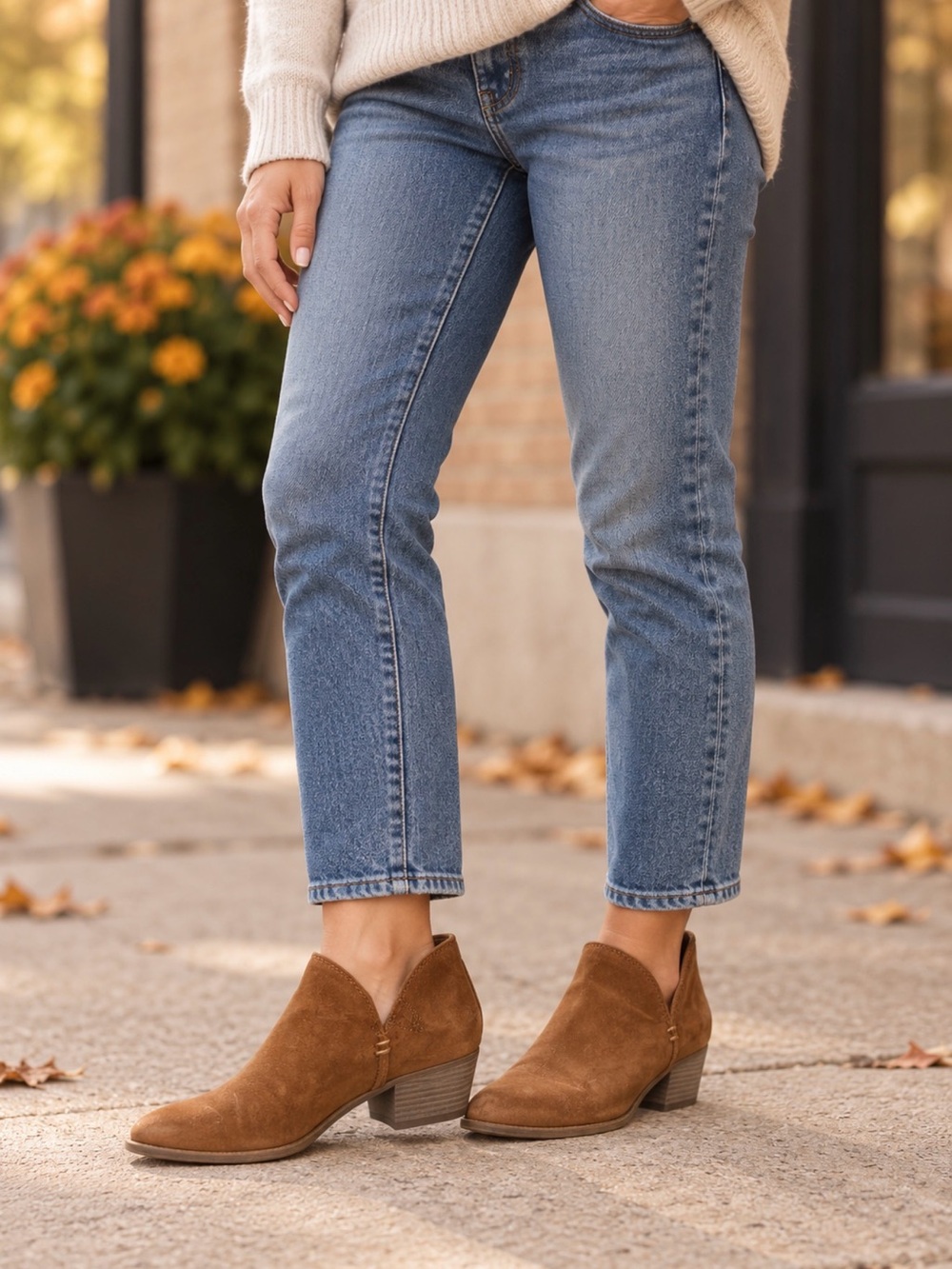 American Eagle Cognac Faux-Suede Ankle Booties – Women’s Size 11